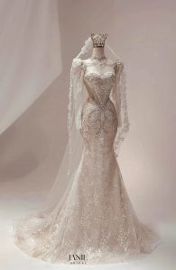 váy cưới đi bàn dài tay