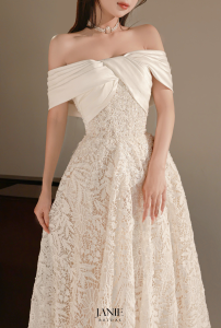 váy công chúa trễ vai dáng suông