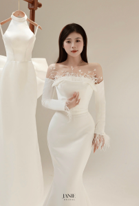 váy công chúa trễ vai tay dài