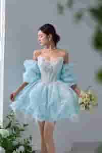 váy cưới màu xanh