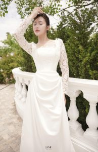 váy cưới trơn hàn quốc